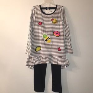 Girls Emoji long sleeve tunic with leggings